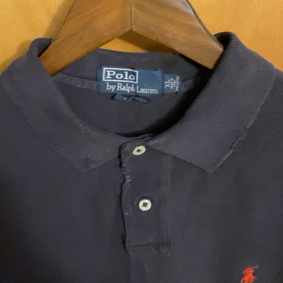 Vintage Distressed Navy Custom Fit XL Ralph Lauren Polo - Picture 2 of 3